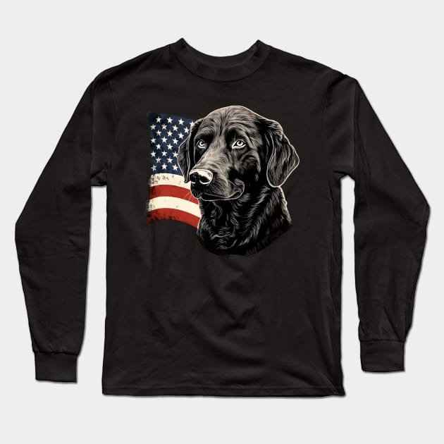 Patriotic Curly-coated Retriever Long Sleeve T-Shirt by NatashaCuteShop